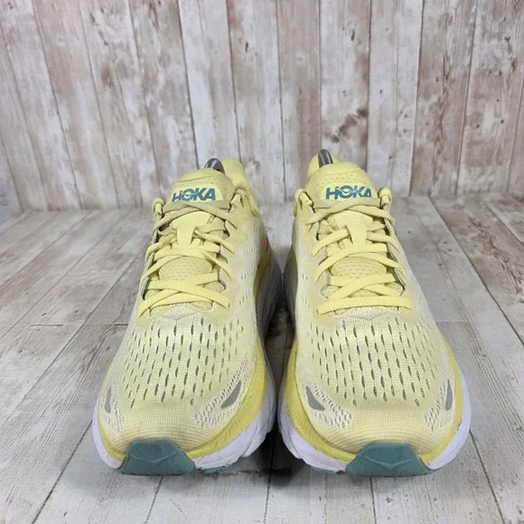 Hoka Clifton 8 Women's Running Shoes Lemon Yellow Teal Size 9B 1119394 - Picture 4 of 8
